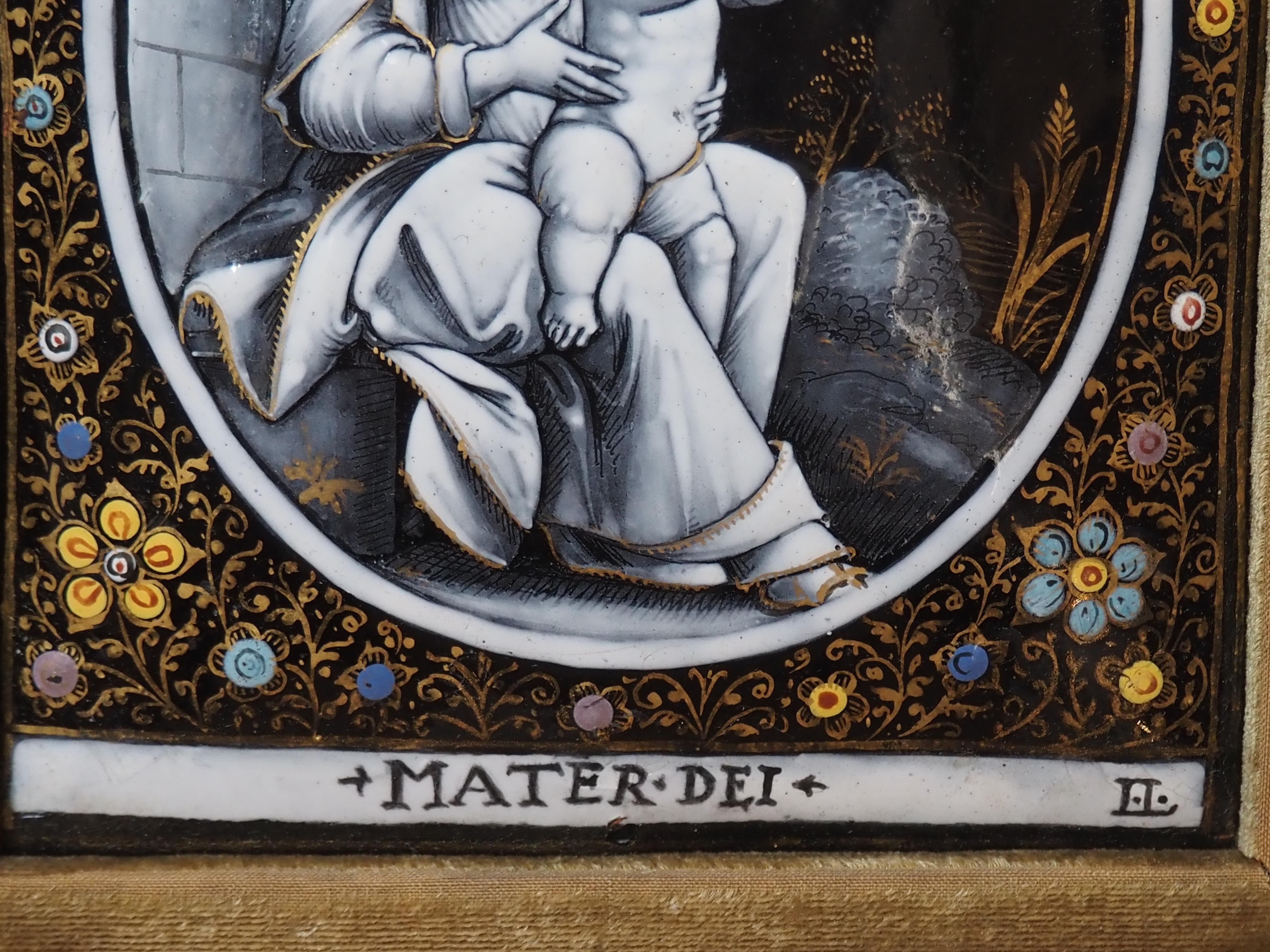 Français Plaque d'émail Madonna with Child Materdei, Jean Laudin, France, C.C. en vente