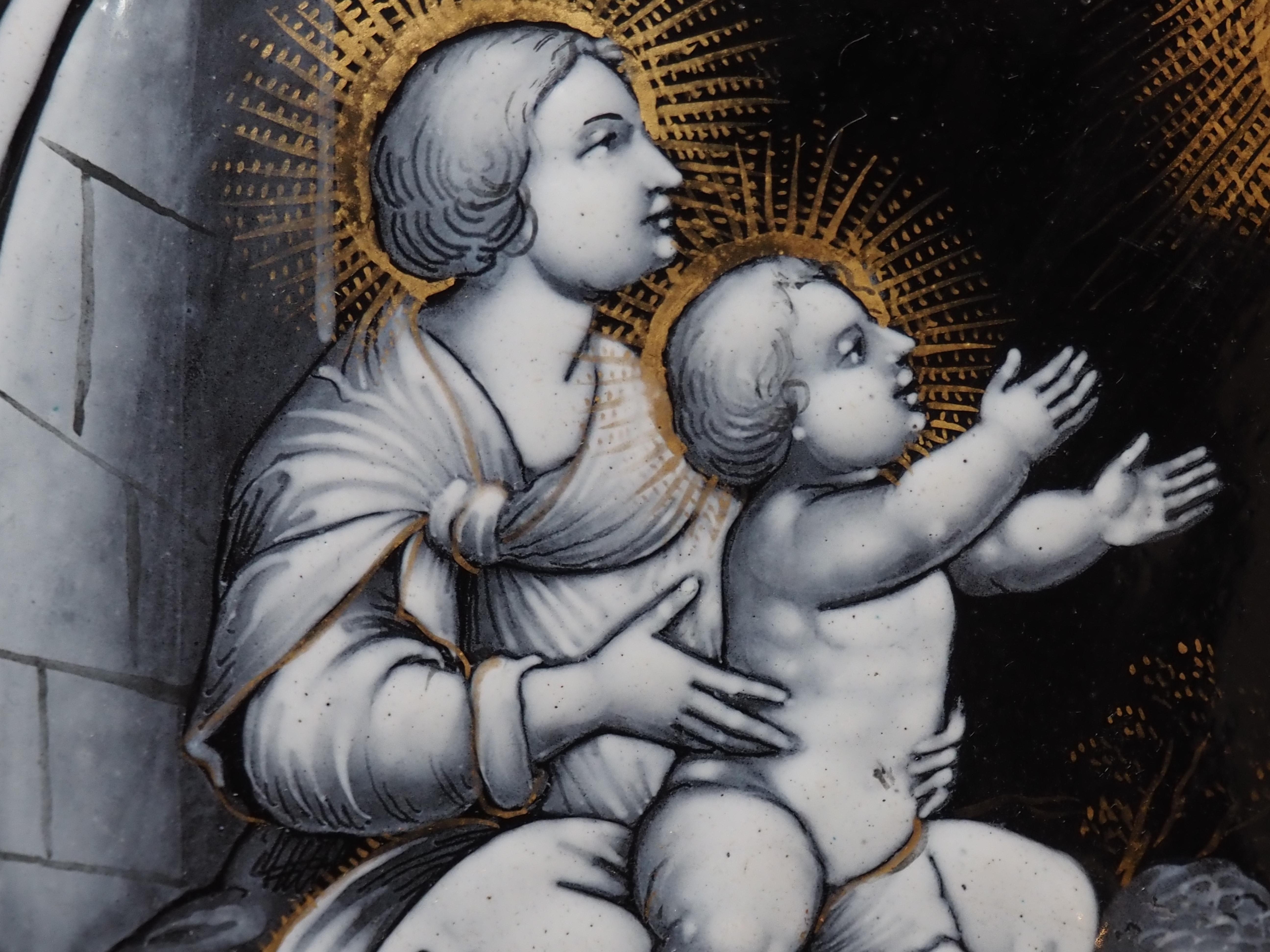 Plaque d'émail Madonna with Child Materdei, Jean Laudin, France, C.C. en vente 2