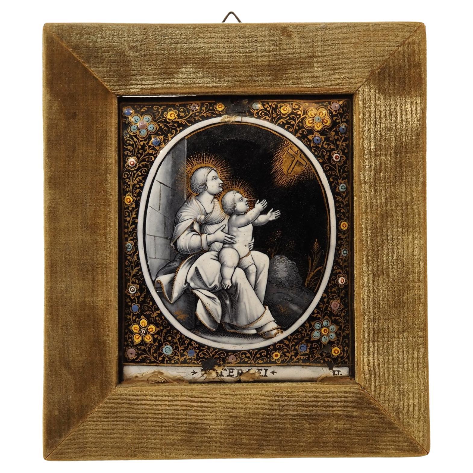 Enamel plaque Madonna with Child Materdei, Jean Laudin, France, 17th c.