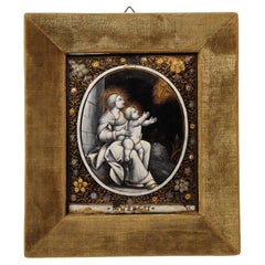 Placca smaltata Madonna con Bambino Materdei, Jean Laudin, Francia, XVII secolo.