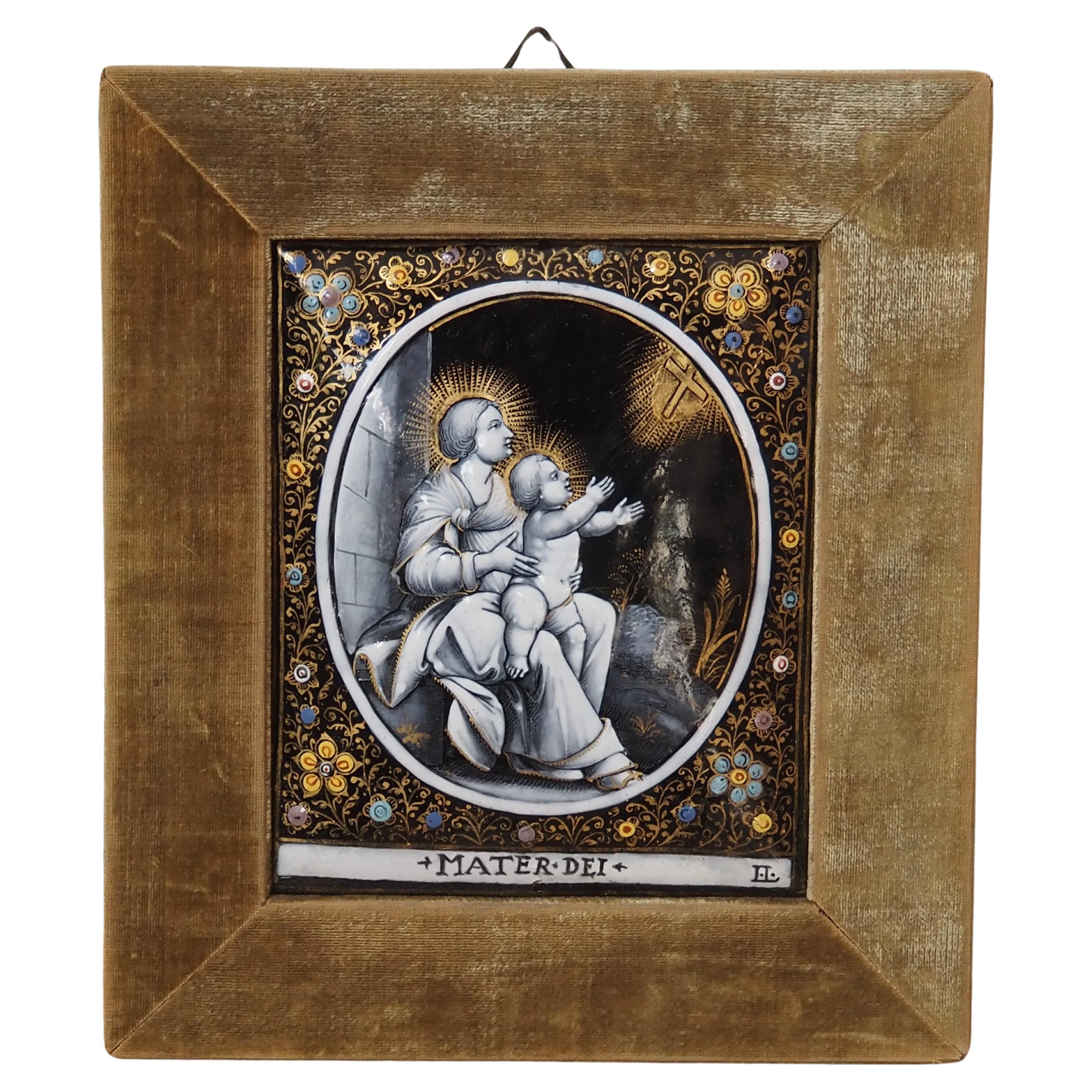 Enamel plaque Madonna with Child Materdei, Jean Laudin, France, 17th c.