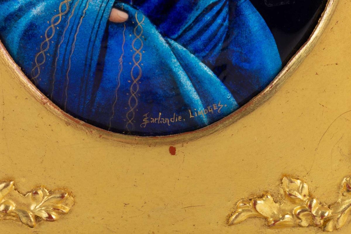 Enameled Enamel Plate The Virgin Mary by Jules Sarlandie