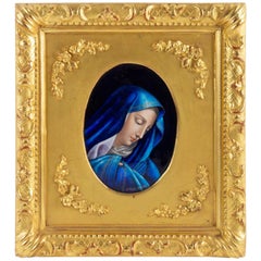 Enamel Plate The Virgin Mary by Jules Sarlandie