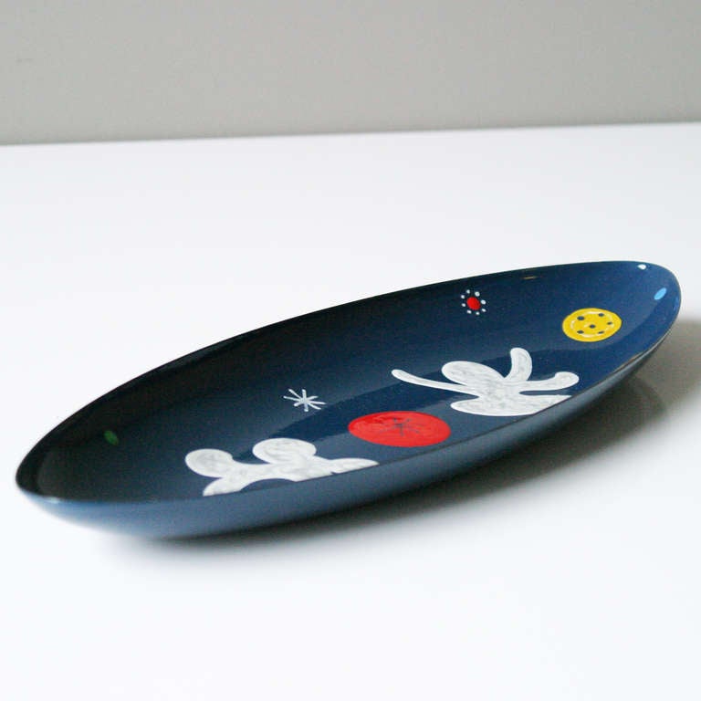 Mid-Century Modern Enamel Platter Attributed to Jan Roede For Sale