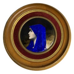 Enamel Portrait of Fabiola Round Plaque