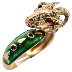 Emaille Widder Ring mit Rubinen 14 & 18K Gelbgold