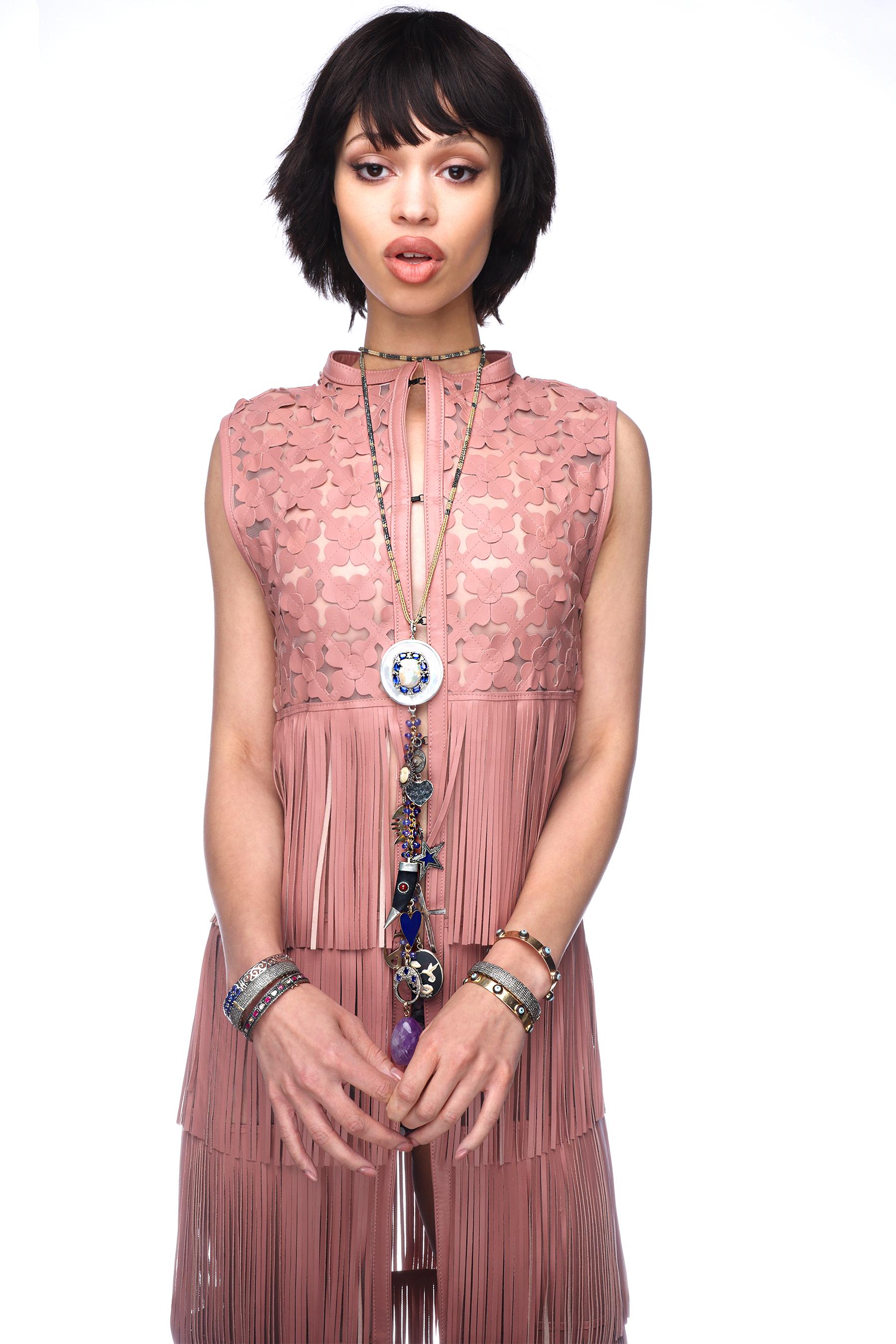 Collana di perline in smalto rosso turchese Figo Mano su oro rosso 
