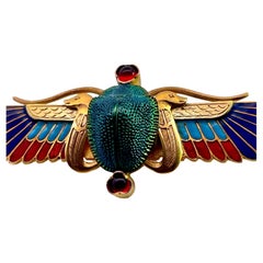 Enamel Scarab Brooch 14K by Guiseppe Parvis