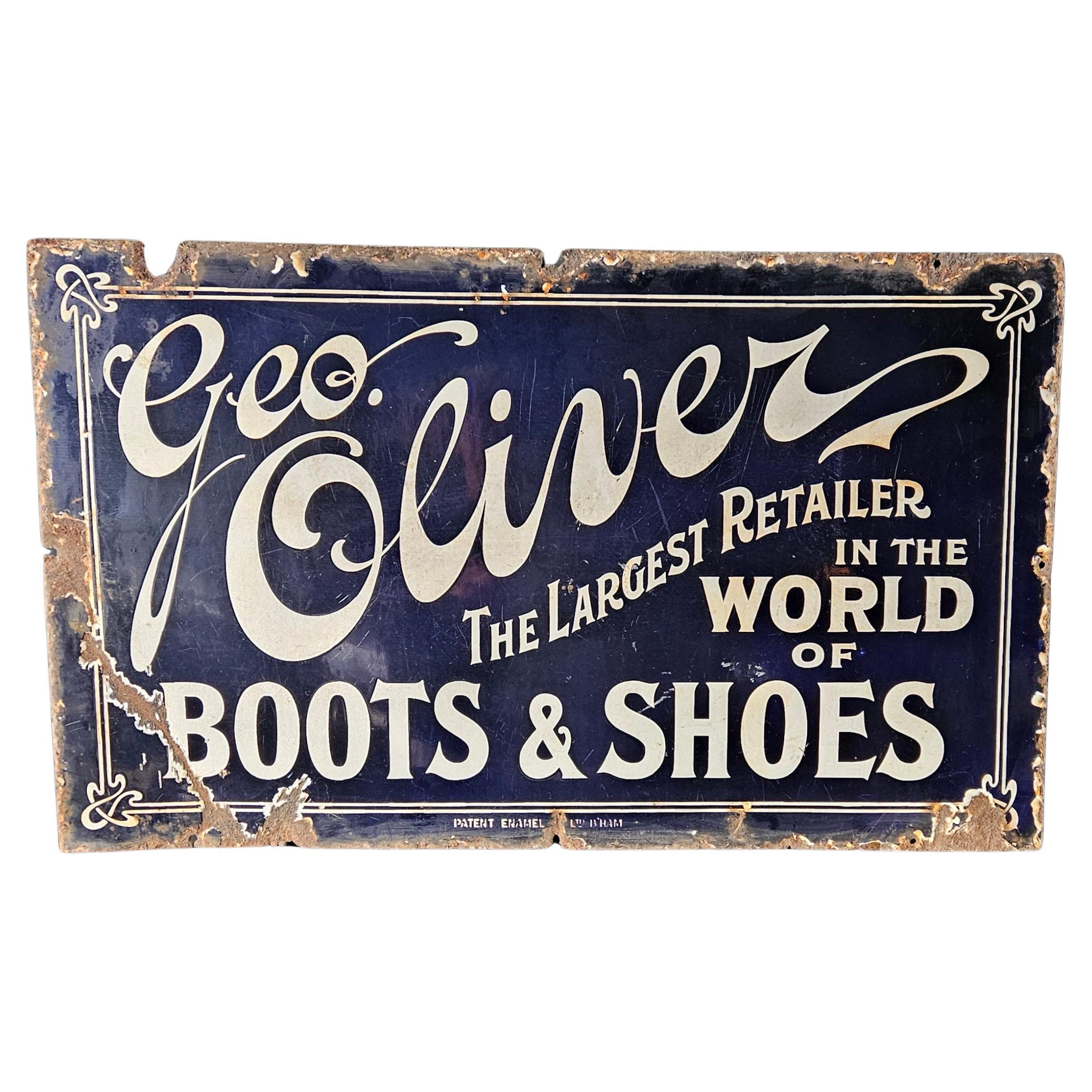 Panneau de chaussures en émail des années 1800