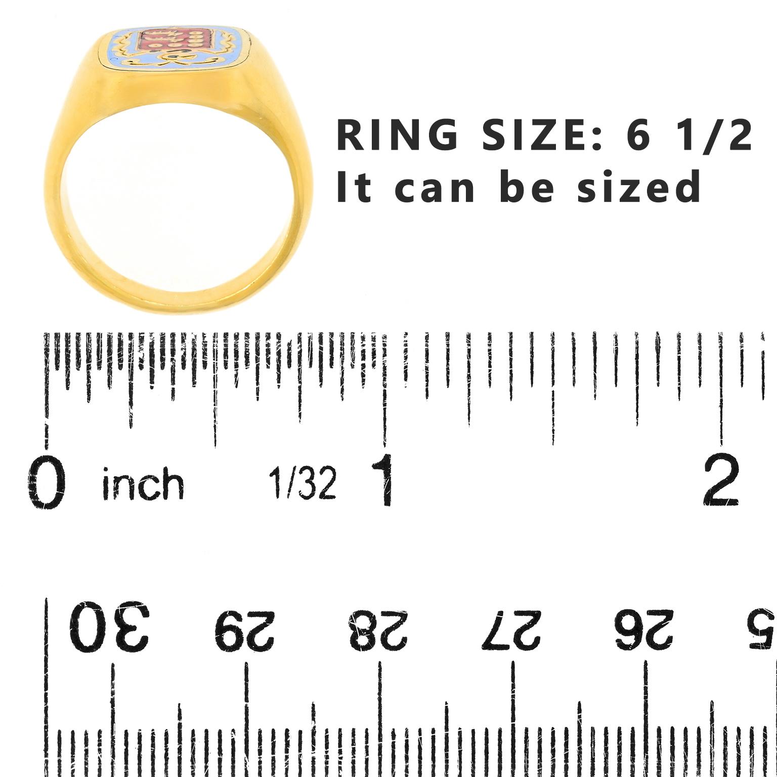 Enamel Signet Ring For Sale 2