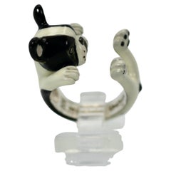 Enamel Silver Boston Terrier Dog