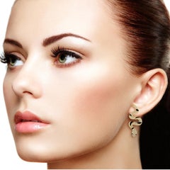 Enamel Snake Diamond 18 Karat Gold Earrings