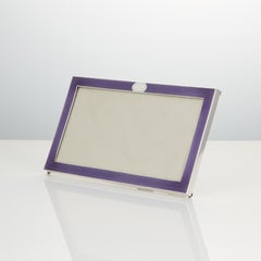 20th Century Art Deco Sterling Silver and Enamel Photo Frame Dated London, 1913