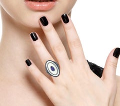 Enamel Tanzanite Sapphire Diamond Ring