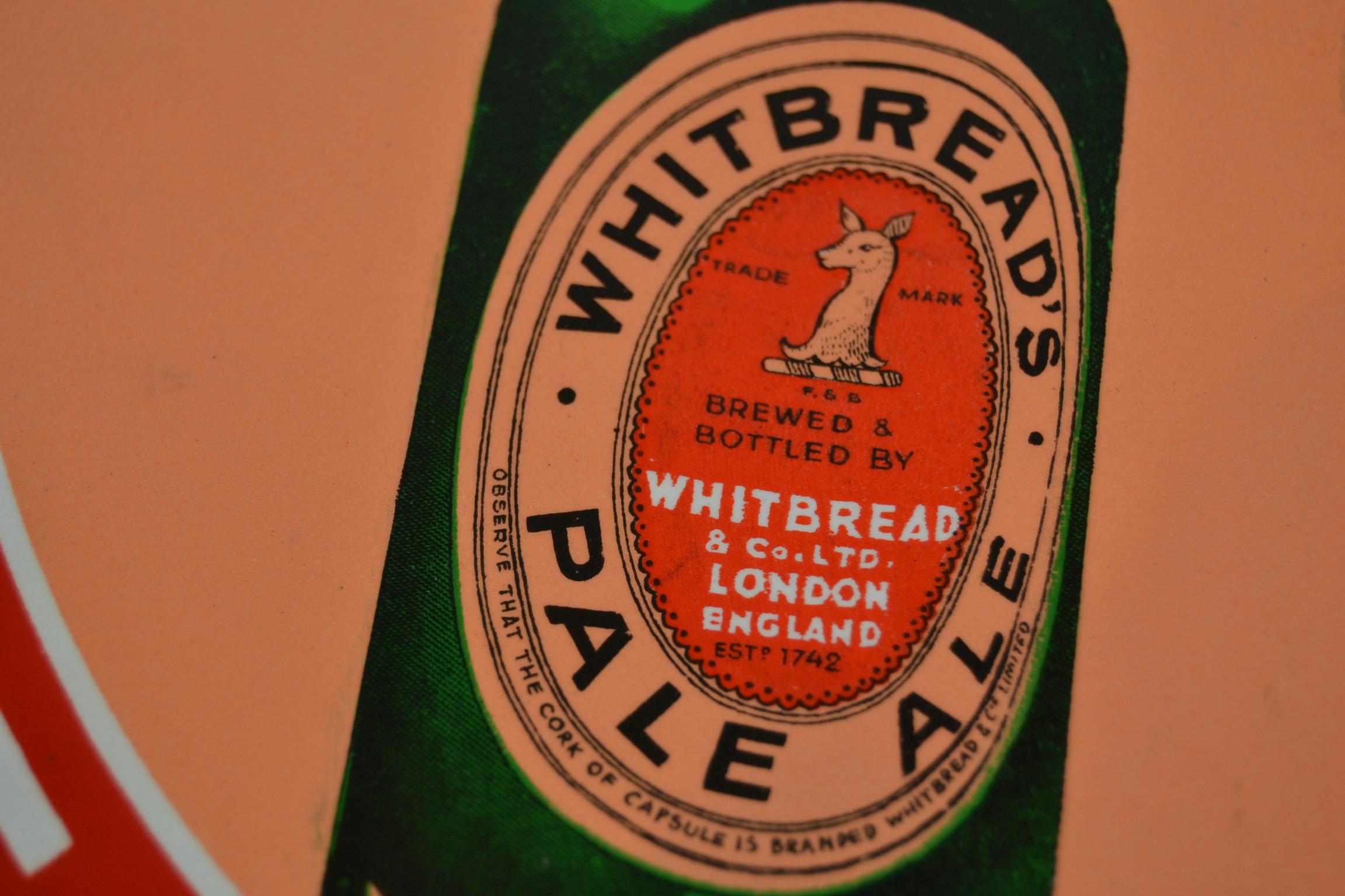 Enamel Tray Sign for Whitbread's Beer, Mid-20th Century 1