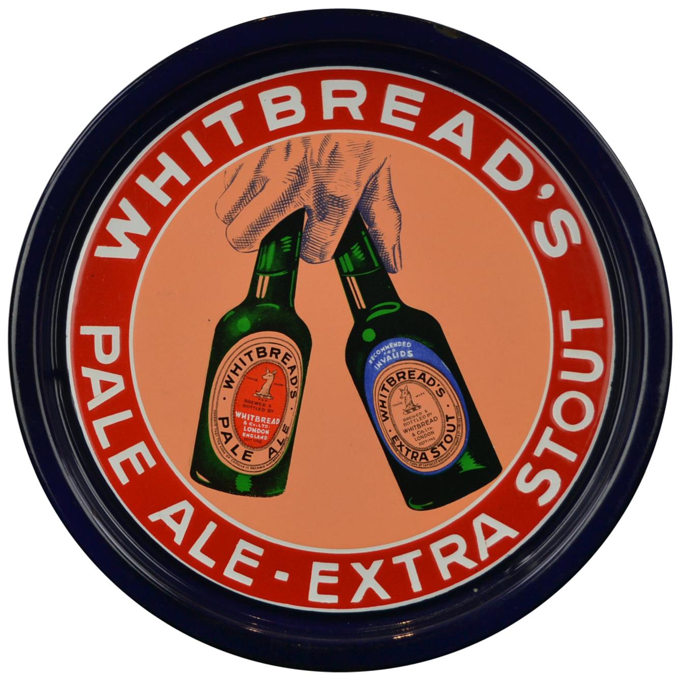 Enamel Tray Sign for Whitbread's Beer, Mid-20th Century