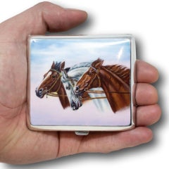 Pitillera esmaltada Trío de Caballos