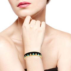 Bracelet jonc en émail, turquoises et diamants