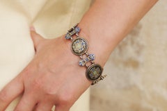 Enamel Victorian silver bracelet 800, cloisonné enamel, gilted silver