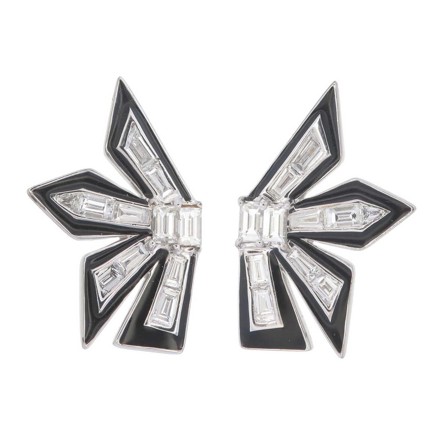 Enamel with customized diamond earrings For Sale
