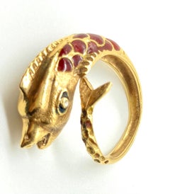 Enamel Yellow Gold Fish Ring