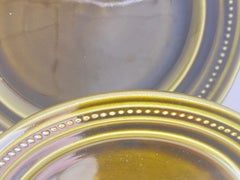 Enameld ceramic Plates with Exceptional Green & Brown Colors and Shine Set of 6