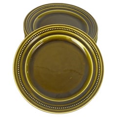 Enameld ceramic Plates with Exceptional Green & Brown Colors and Shine Set of 6 