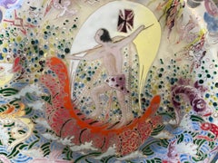 Enameled and Gilt Glass Nautical Dish