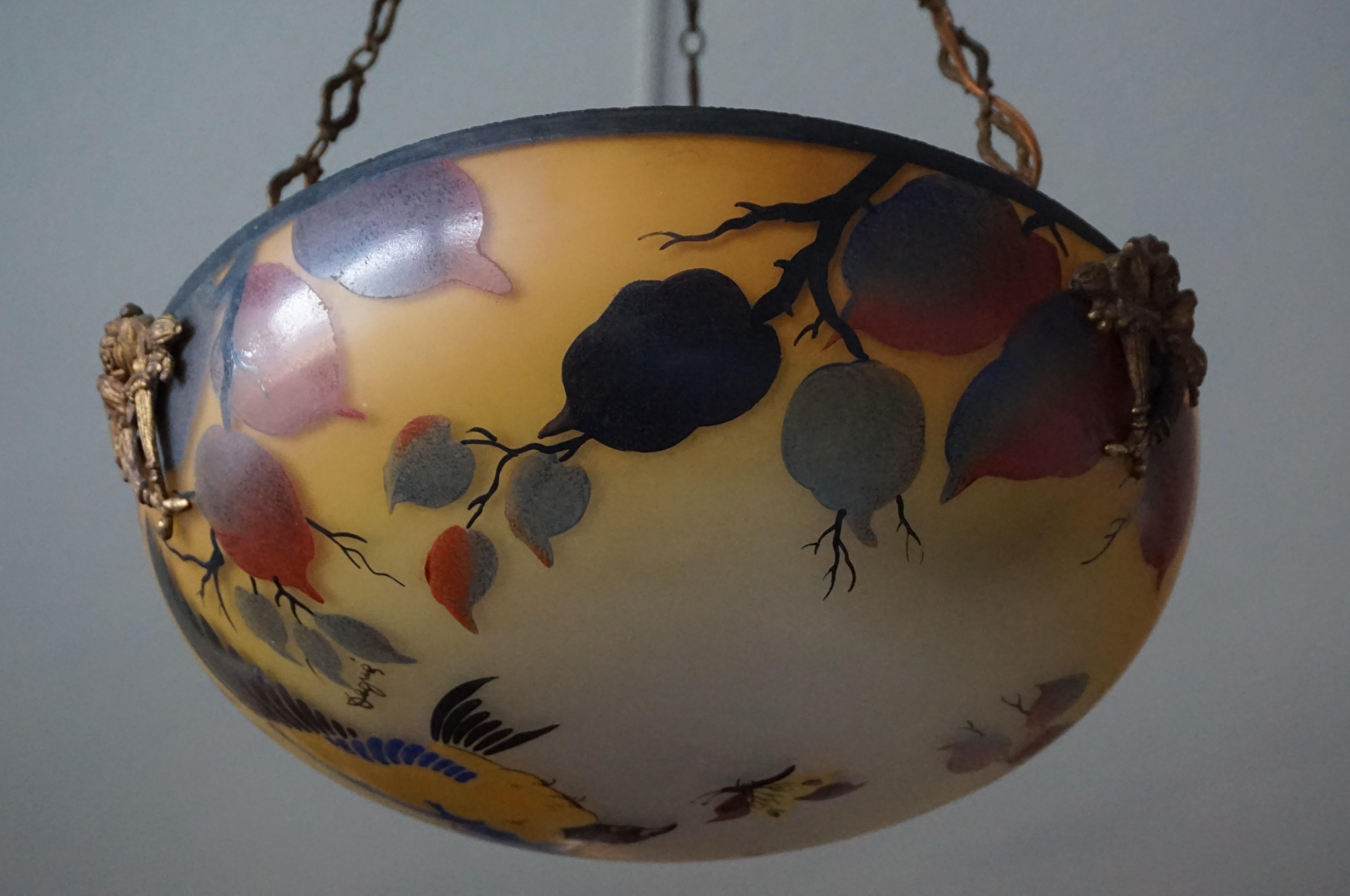 Enameled and Hand Painted Bird & Butterfly Chandelier / Pendant by David Gueron 4