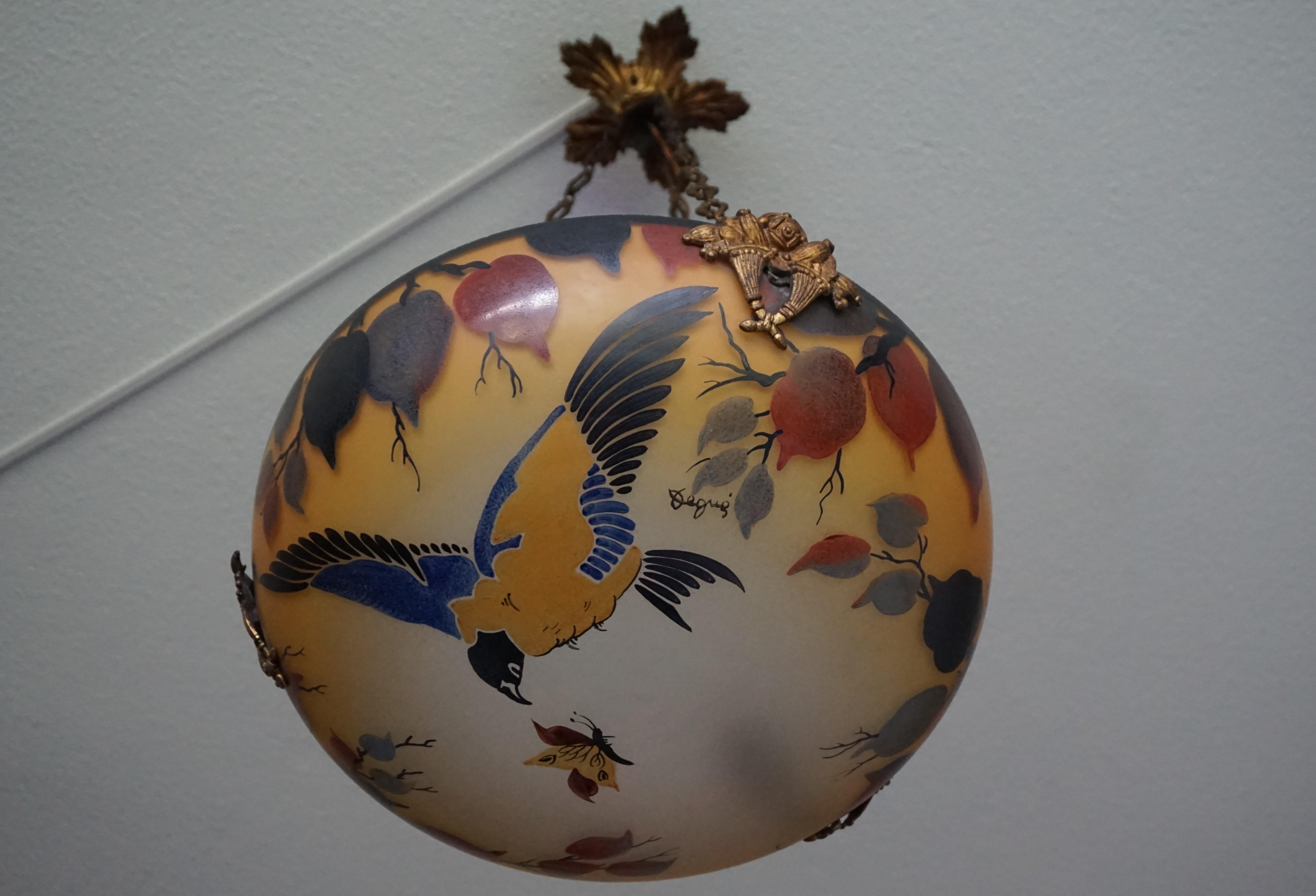 Enameled and Hand Painted Bird & Butterfly Chandelier / Pendant by David Gueron 7