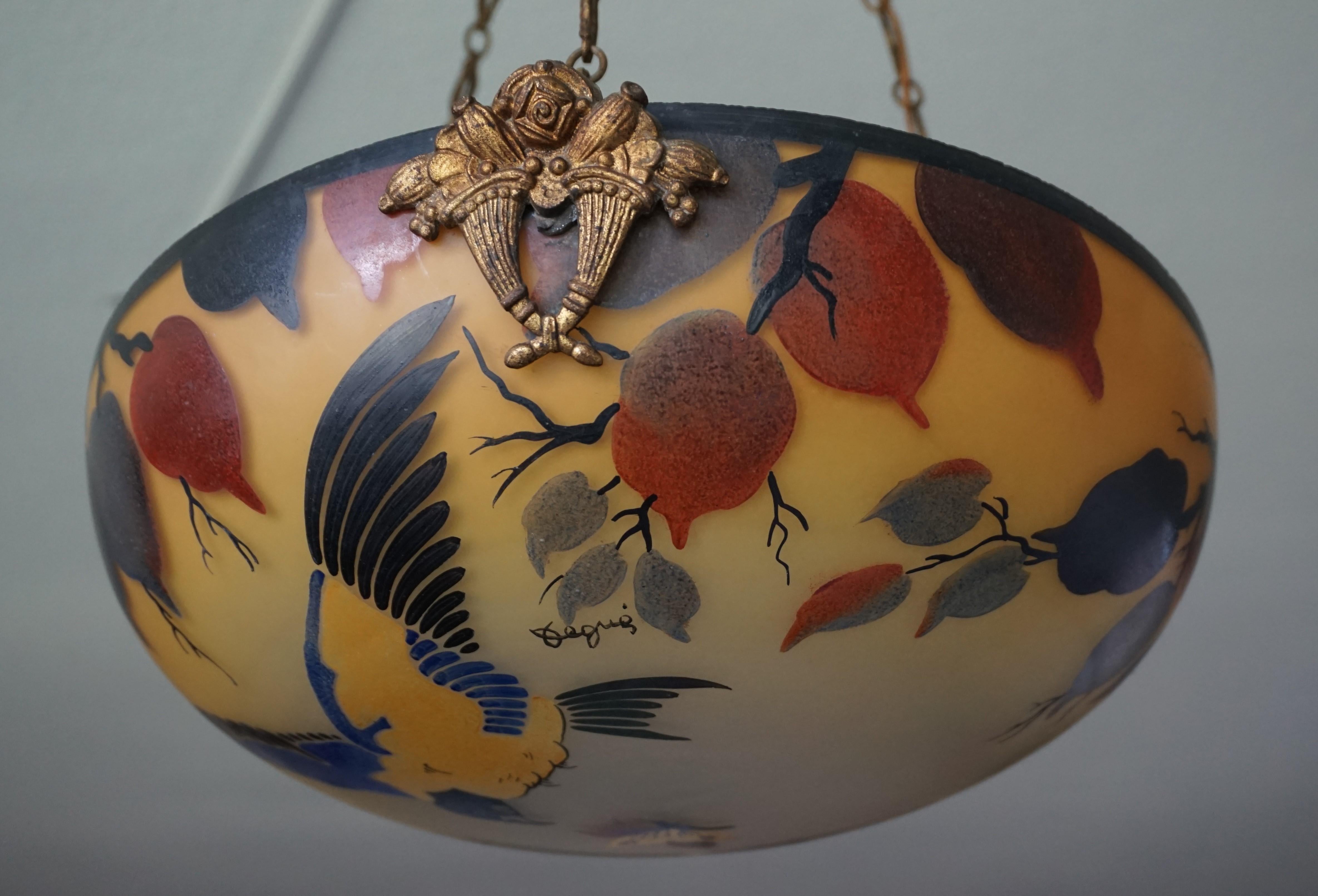 Enameled and Hand Painted Bird & Butterfly Chandelier / Pendant by David Gueron 10