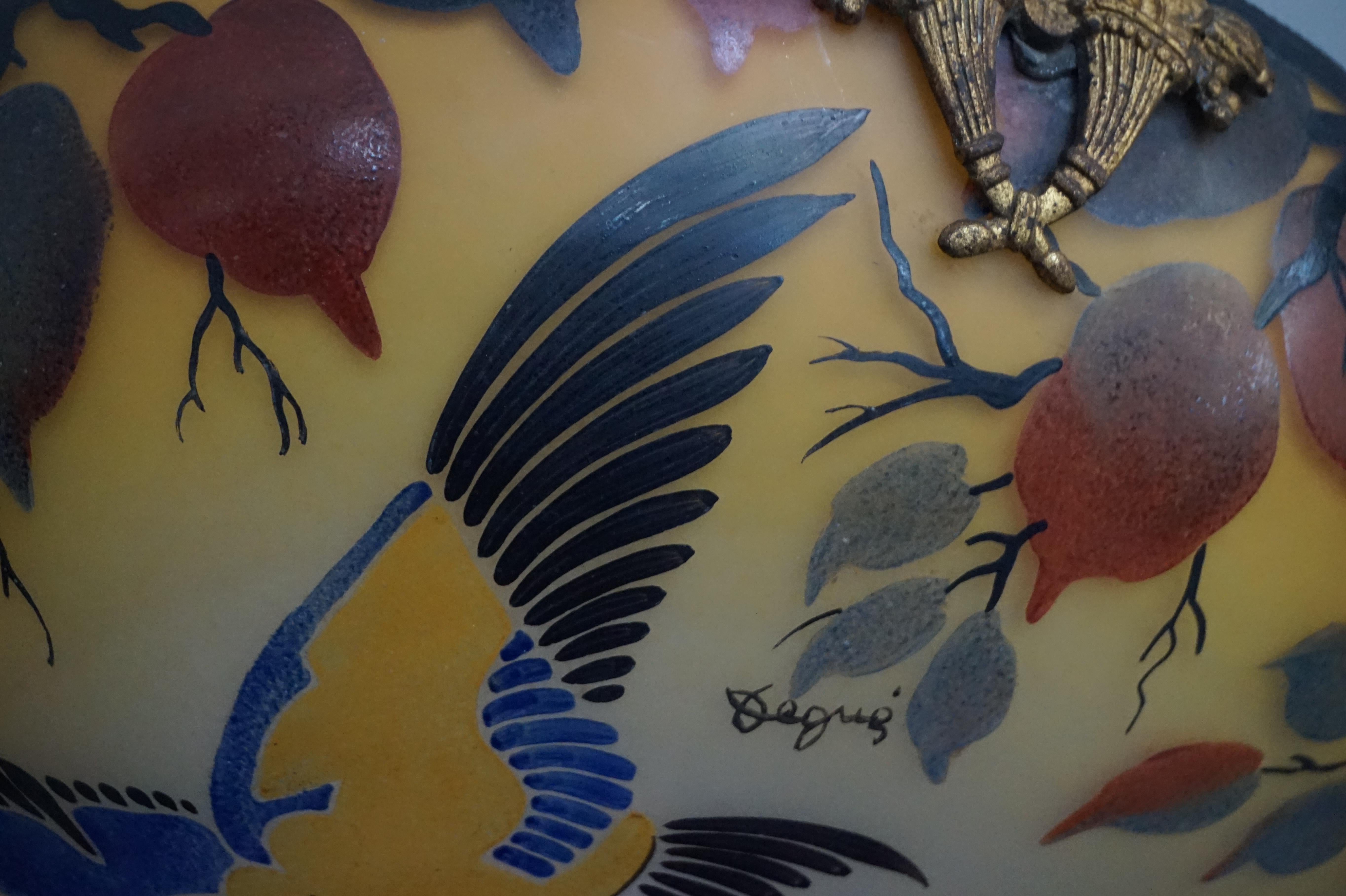 Enameled and Hand Painted Bird & Butterfly Chandelier / Pendant by David Gueron In Excellent Condition In Lisse, NL