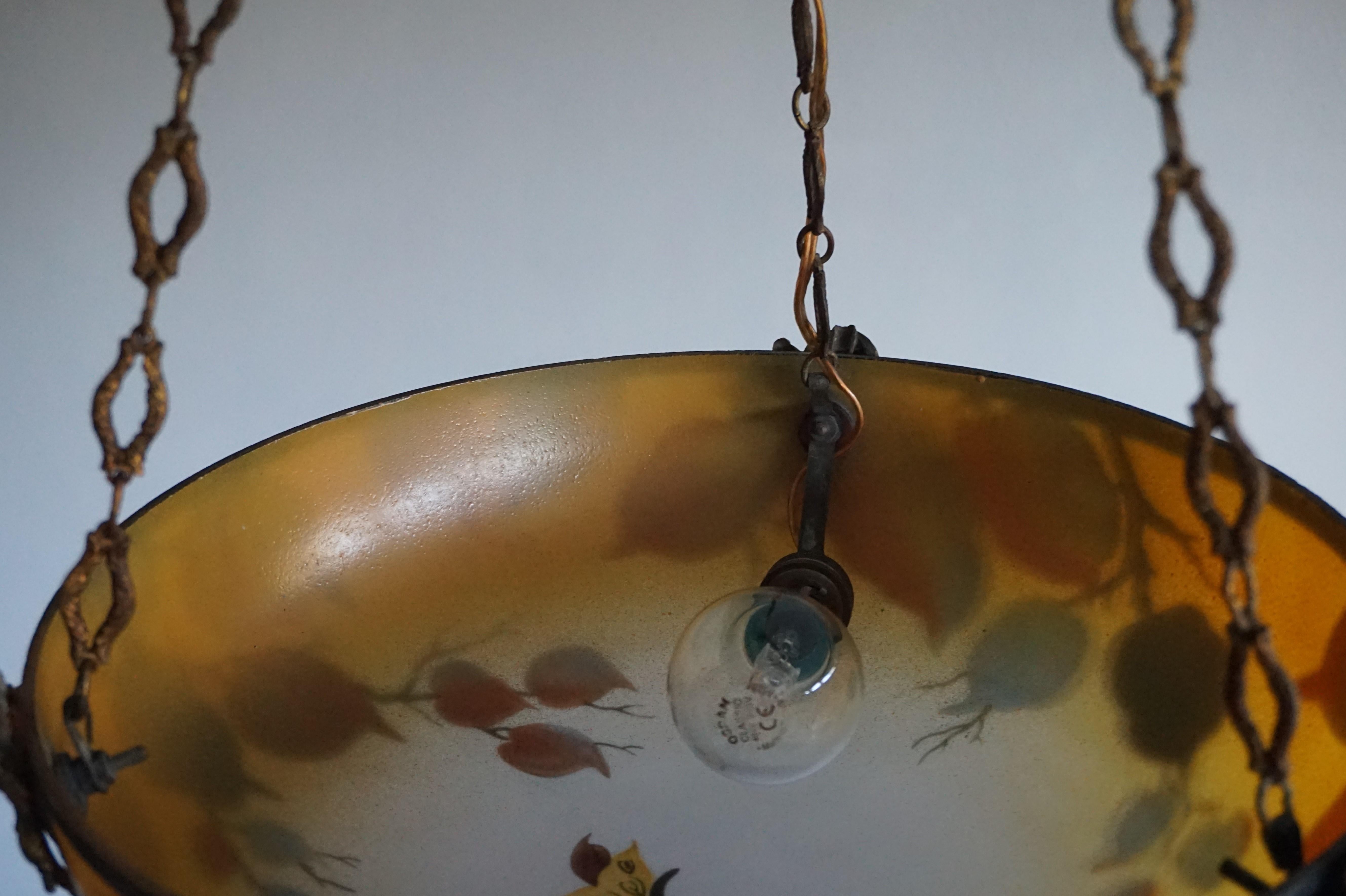 Enameled and Hand Painted Bird & Butterfly Chandelier / Pendant by David Gueron 1