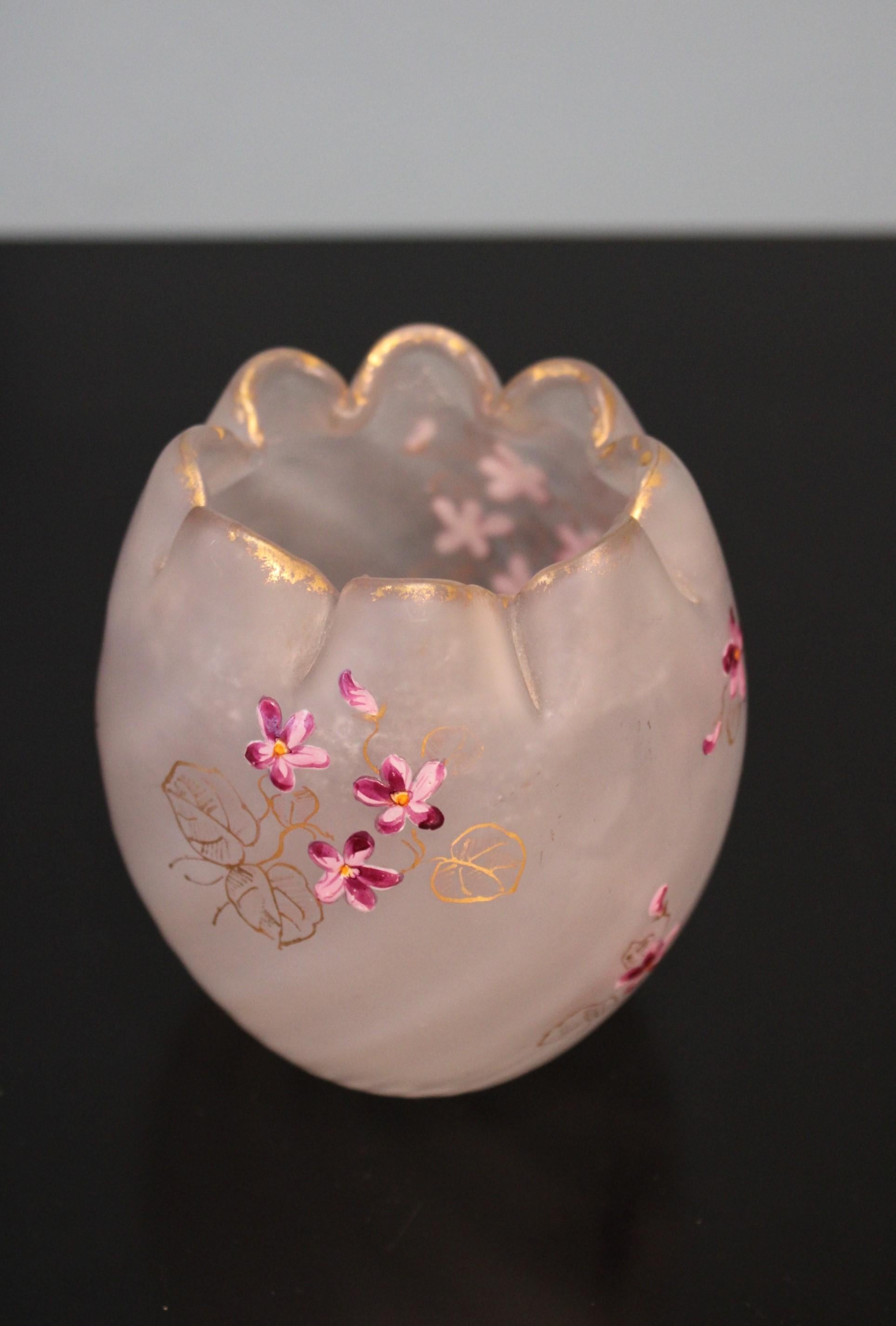 20th Century Enameled Art Nouveau Glass Vase For Sale