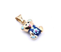 Enameled Bear 14 Karat Yellow Gold Charm Pendant