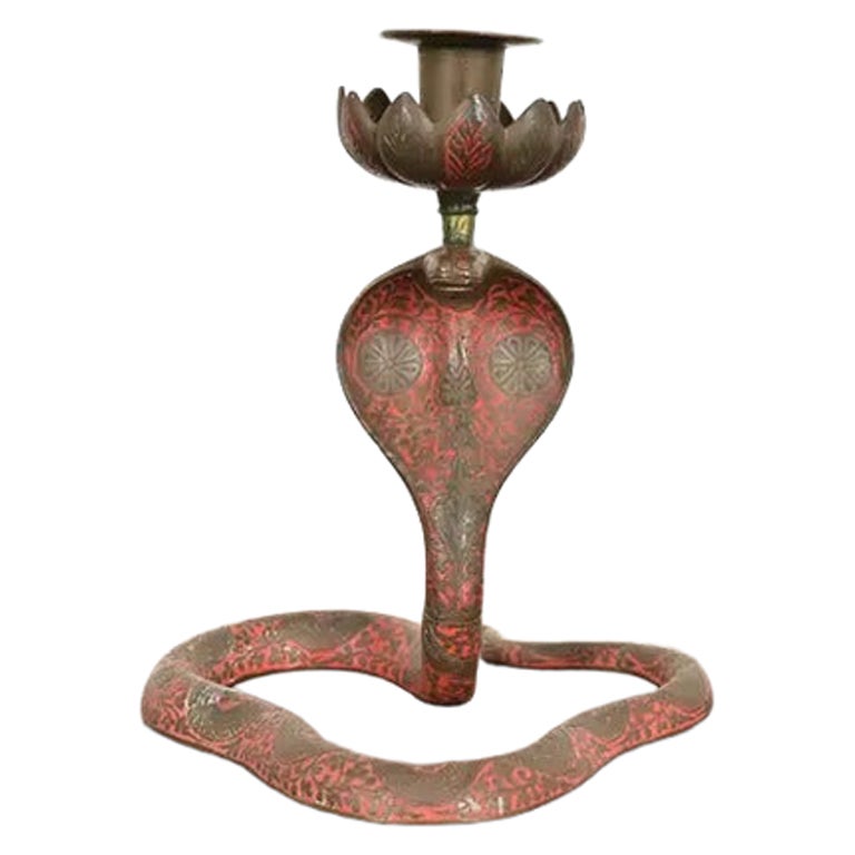 Candeliere Cobra Serpente in bronzo smaltato