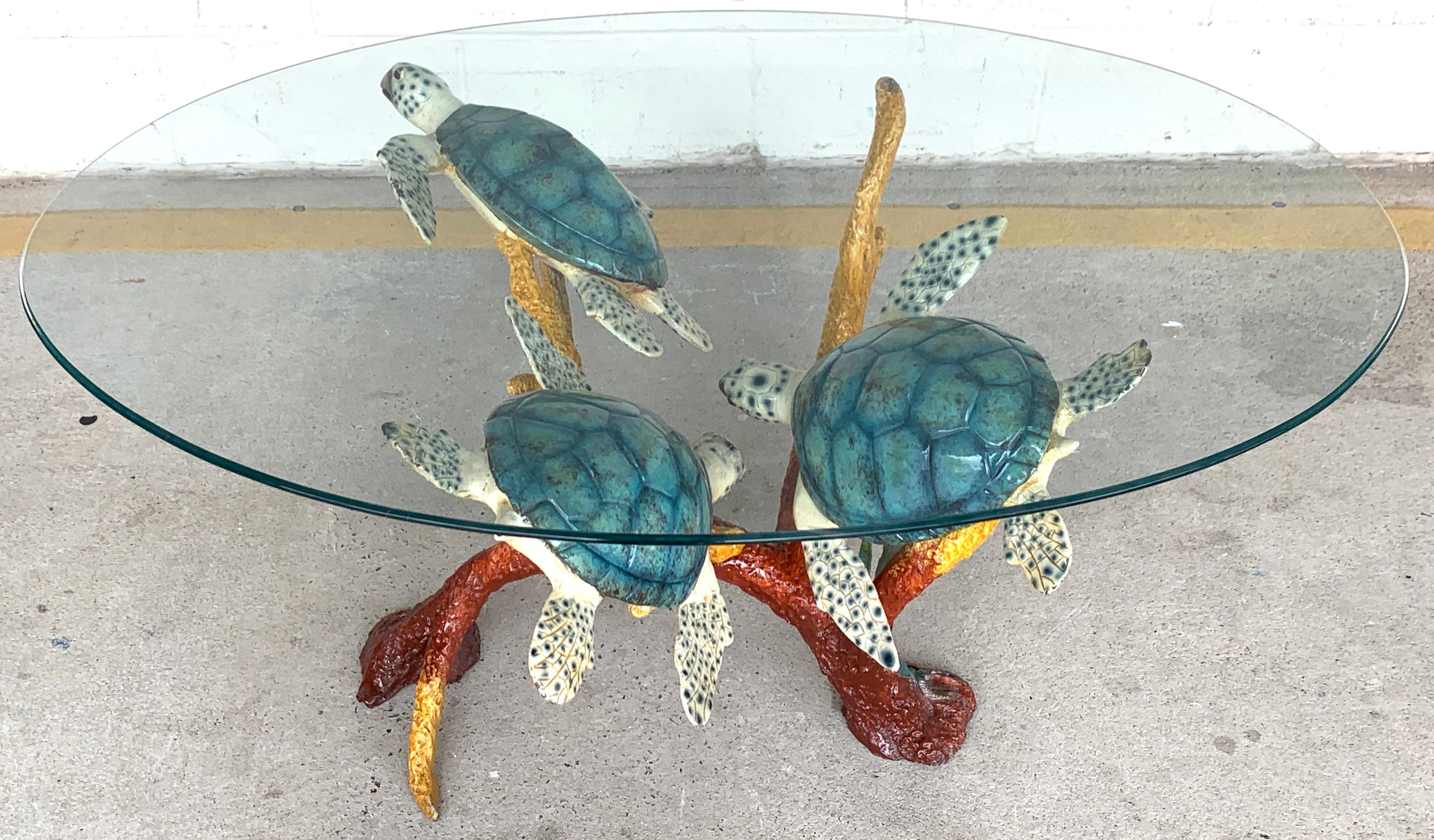 Enameled Bronze Sea Turtle Coffee Table For Sale 4