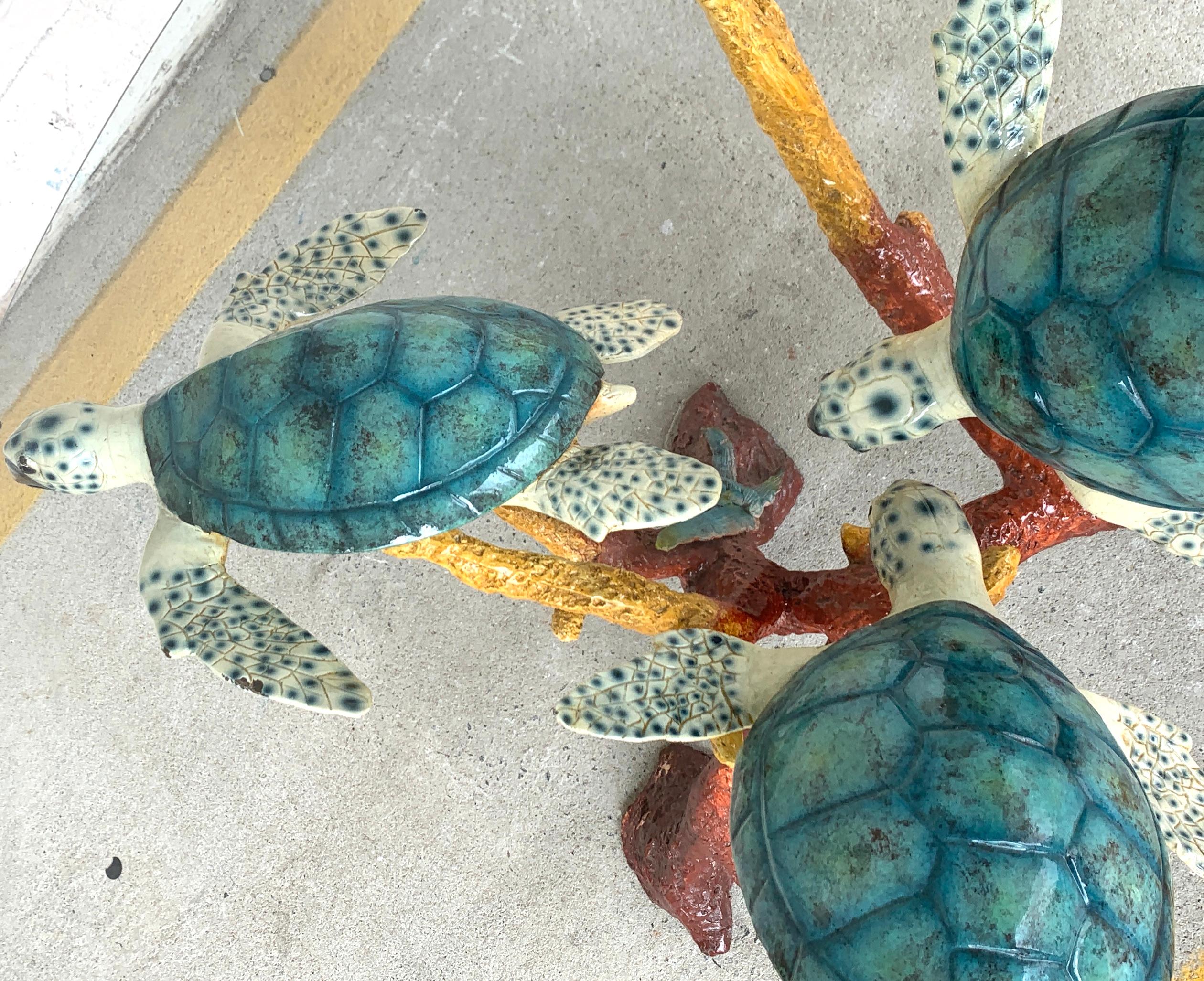 Enameled Bronze Sea Turtle Coffee Table For Sale 5