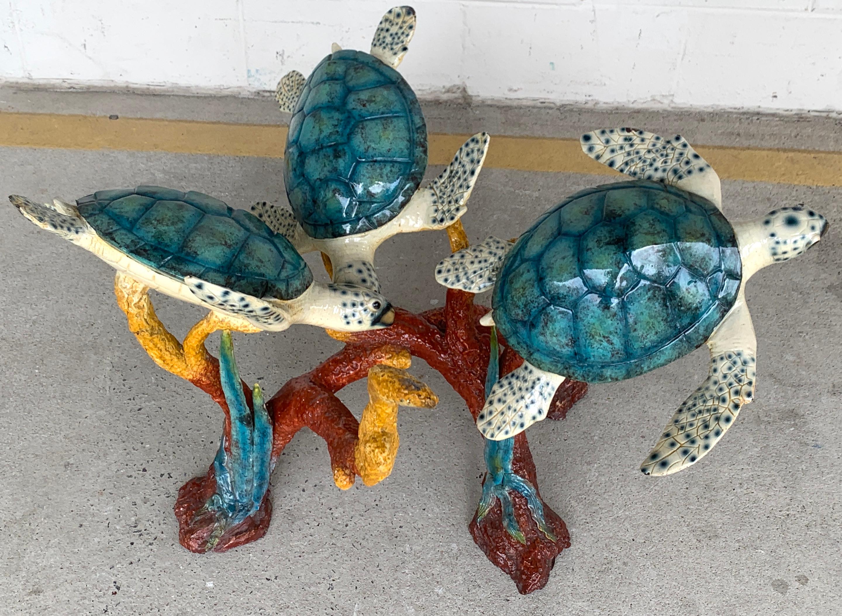 Enameled Bronze Sea Turtle Coffee Table For Sale 6