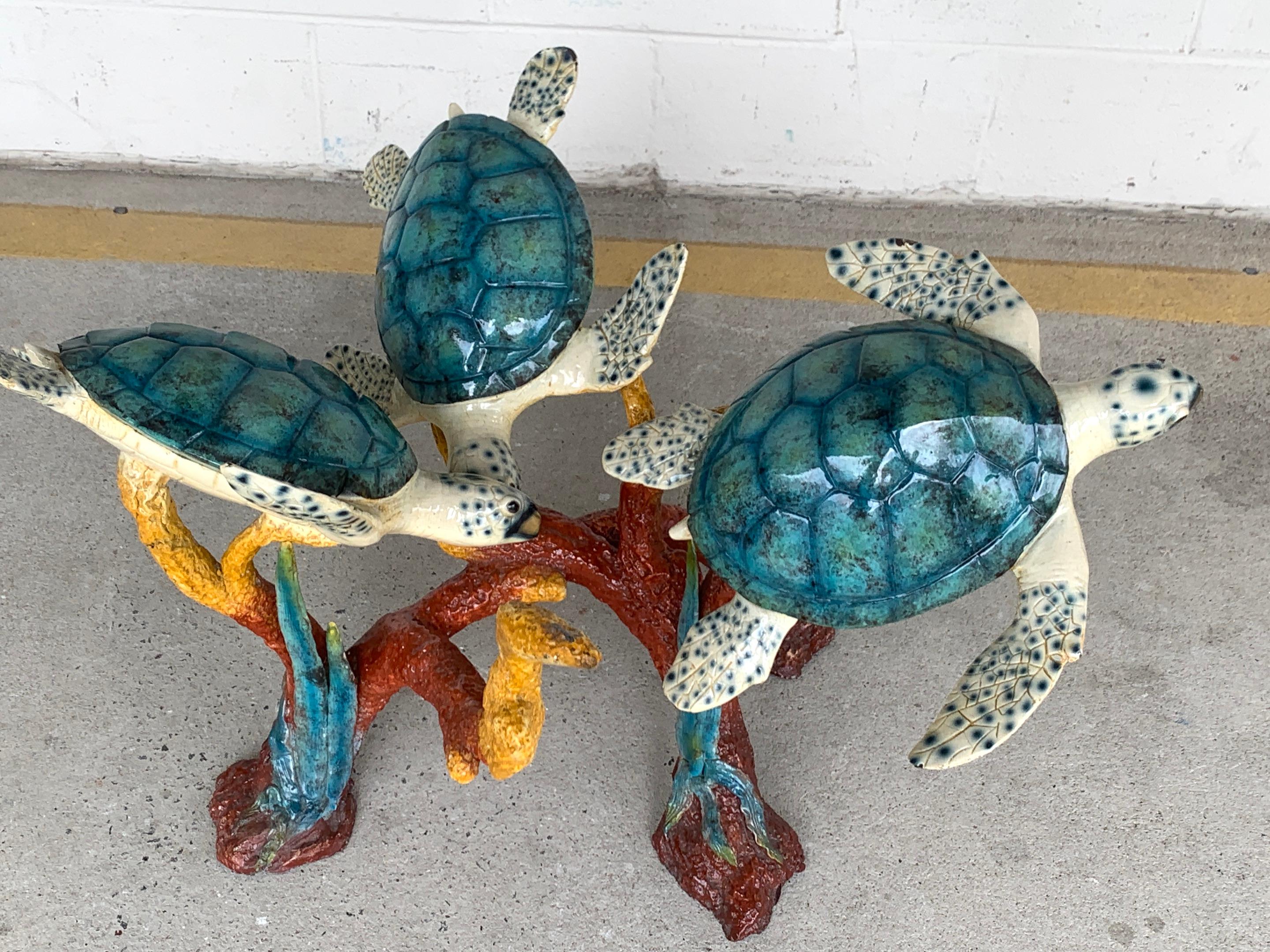 Enameled Bronze Sea Turtle Coffee Table For Sale 7