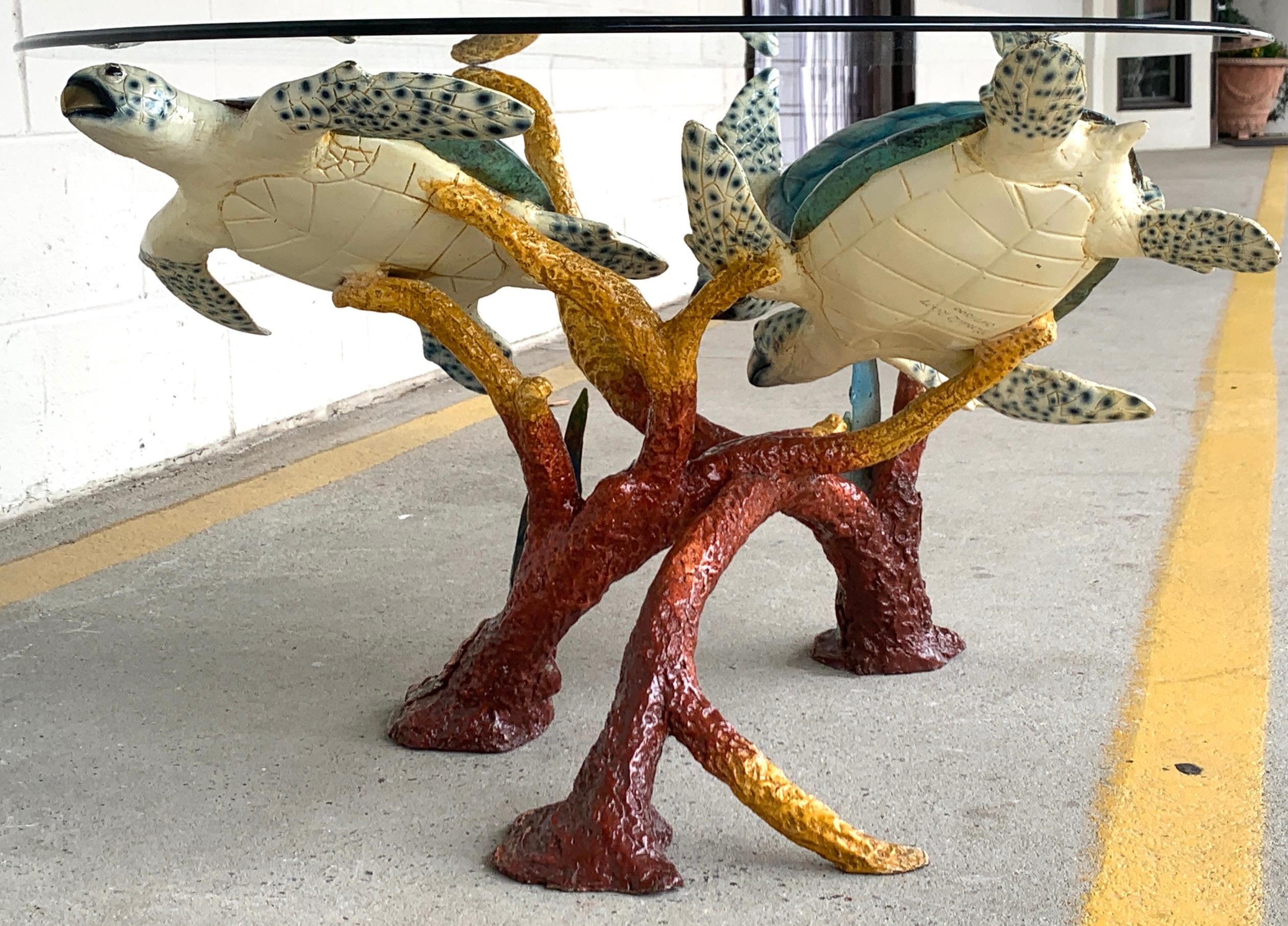 Enameled Bronze Sea Turtle Coffee Table For Sale 1