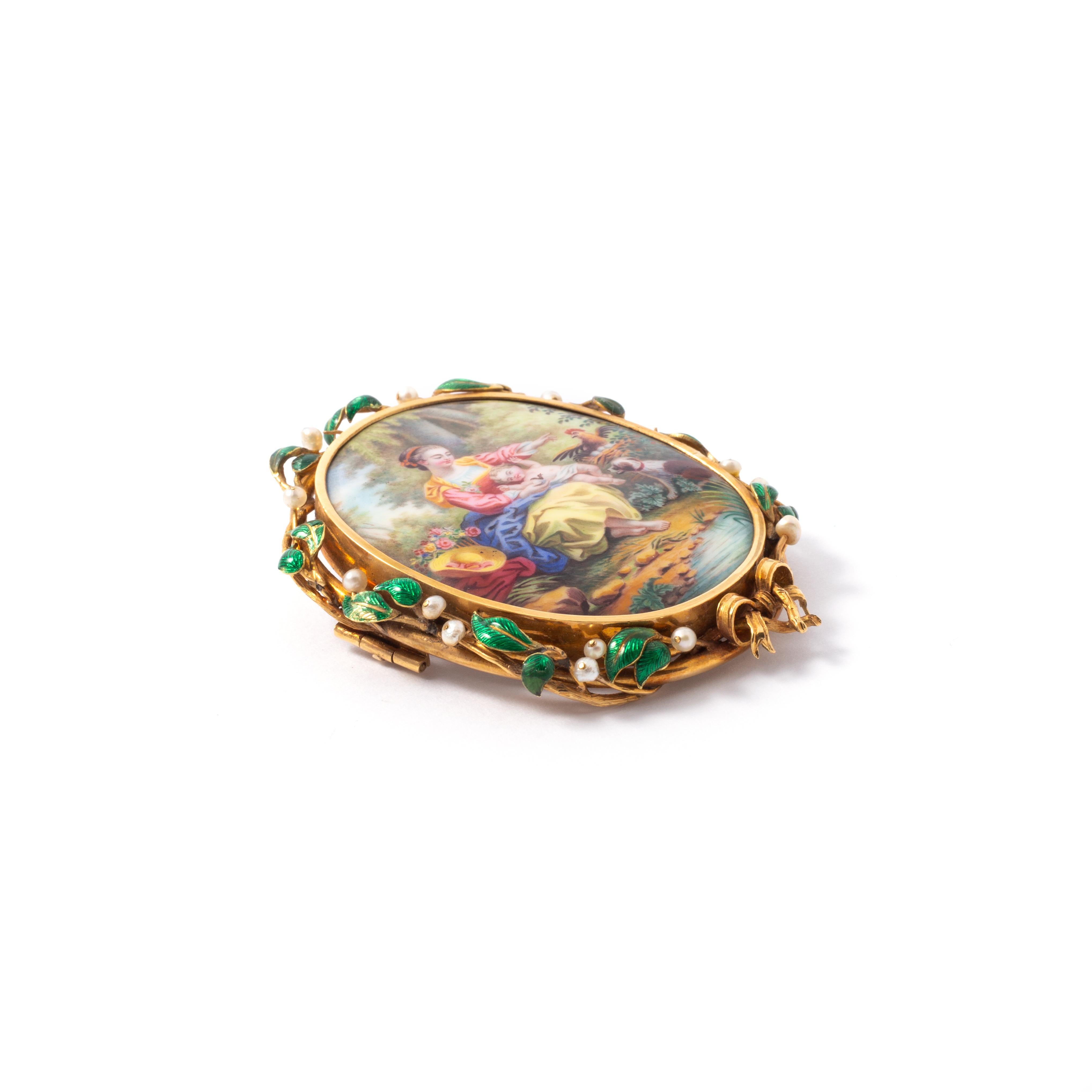 Enameled Brooch In Excellent Condition In Geneva, CH