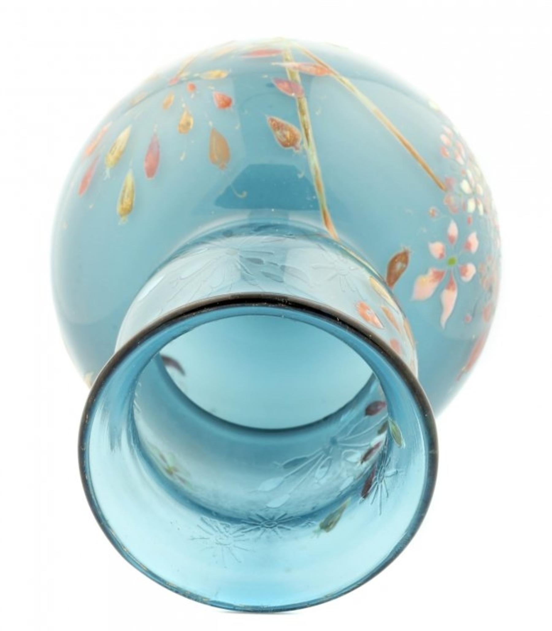 Enameled Cameo Glass Vase by Emile Gallé, Signed For Sale 1