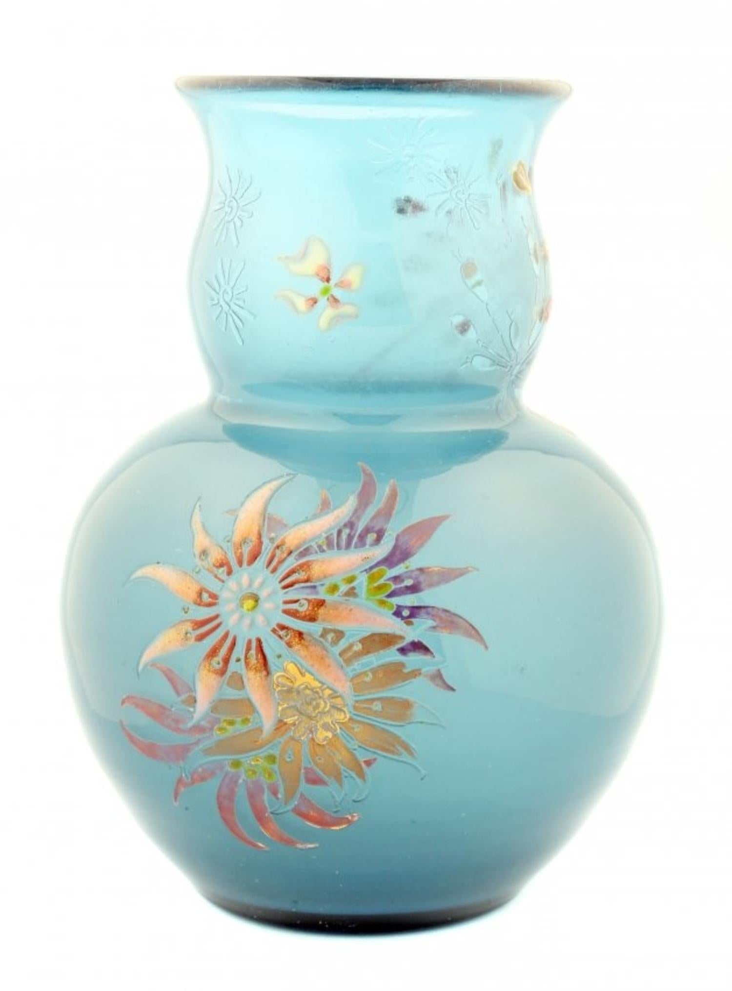 Enameled Cameo Glass Vase by Emile Gallé, Signed For Sale 2