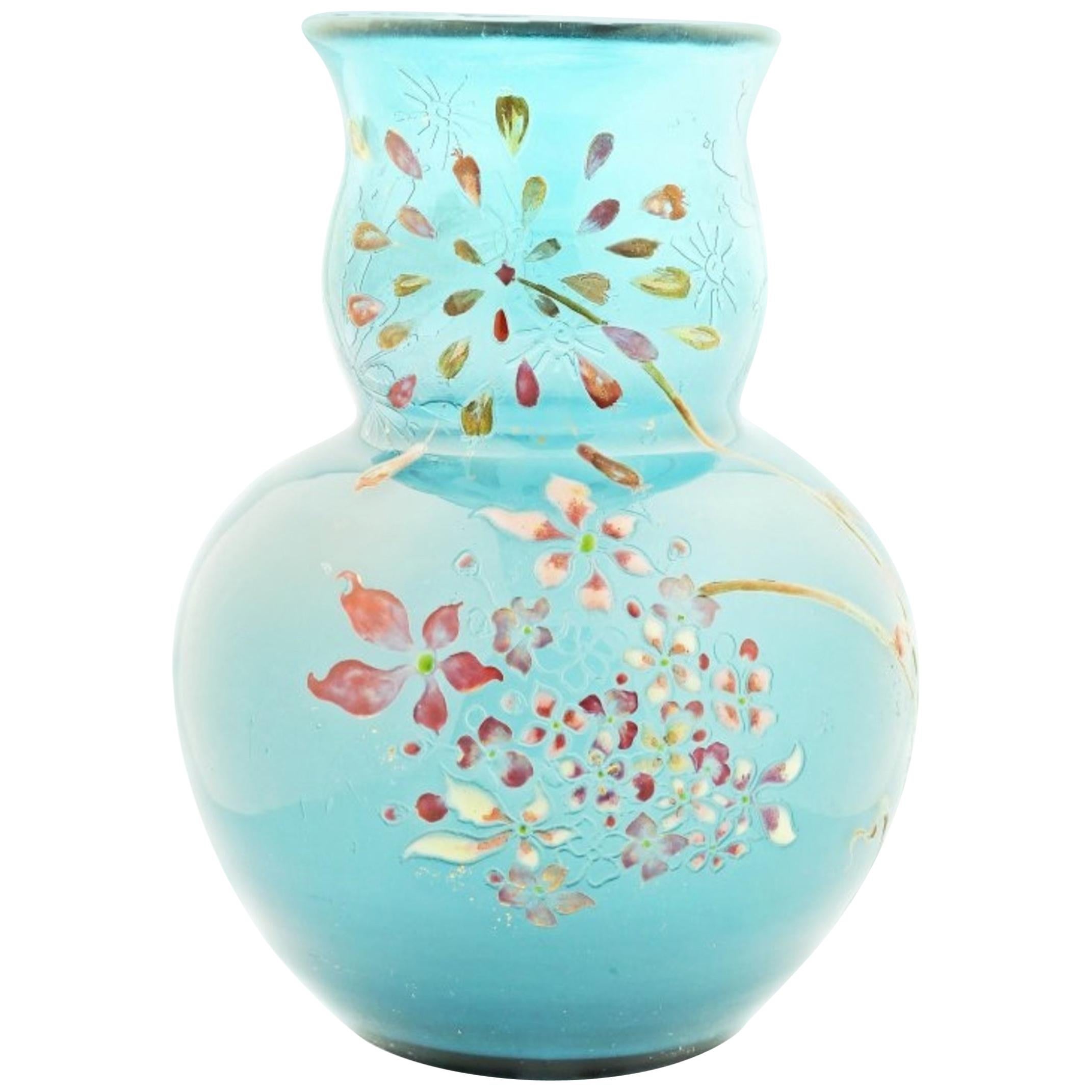 Enameled Cameo Glass Vase by Emile Gallé, Signed For Sale