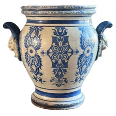 Enameled cast-iron planter, Emaillerie du Bourget, France, circa 1875 / 1880