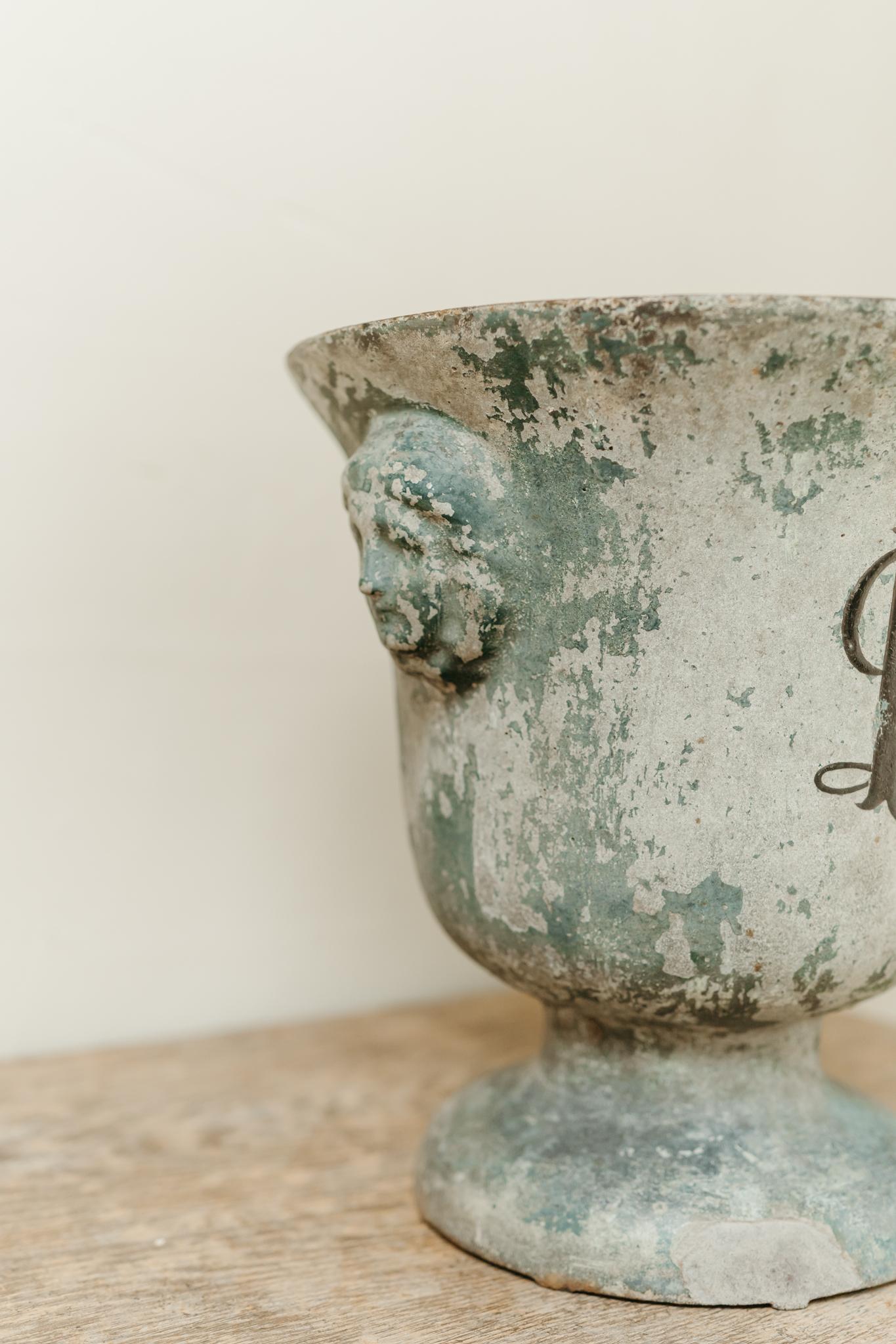 19th Century enameled castiron vase de Rouen ...