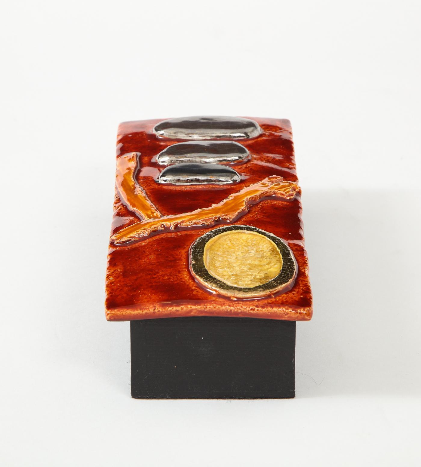 Enameled Ceramic Box by Marion De Crecy, circa 1975 In Excellent Condition In New York City, NY
