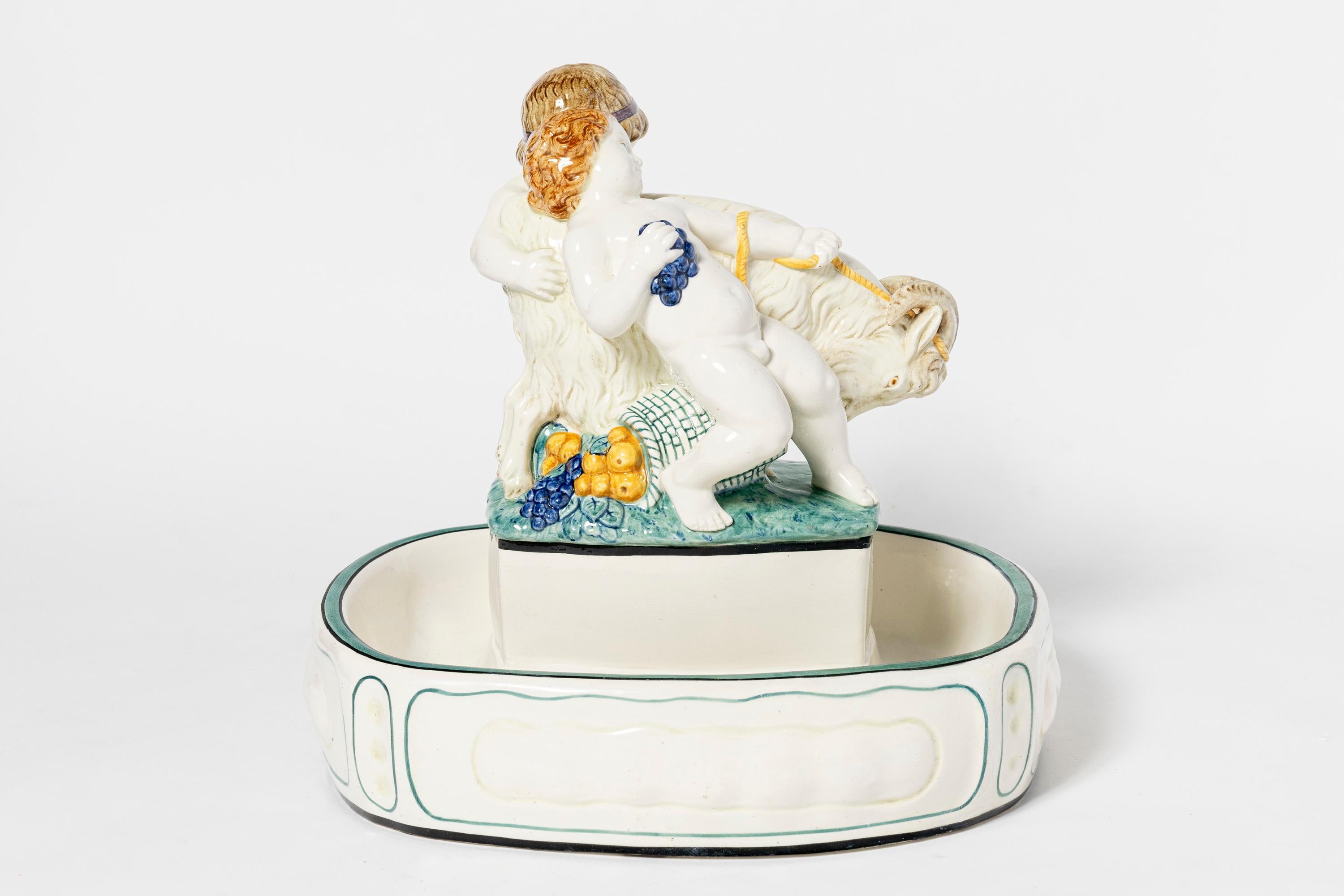 Jugendstil Enameled ceramic centerpiece. Germany, early 20th century. For Sale