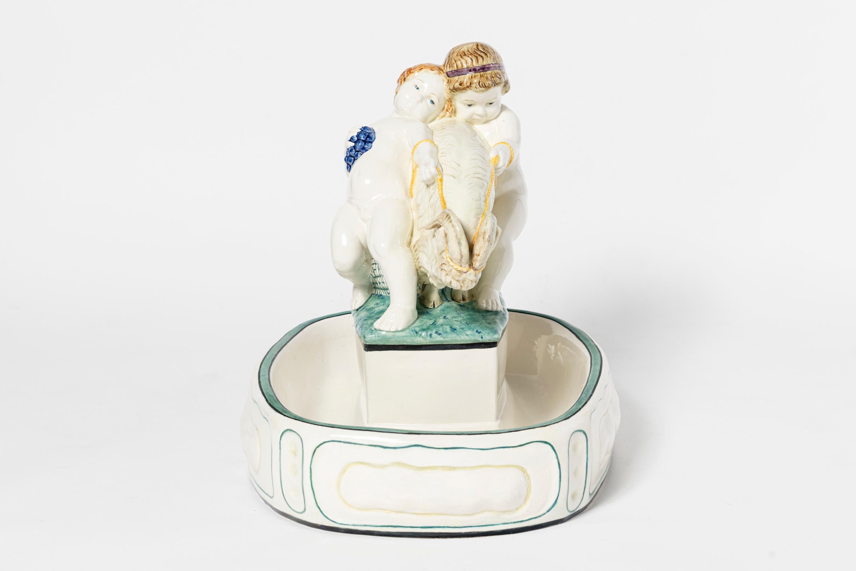 20th Century Enameled ceramic centerpiece. Germany, early 20th century. For Sale